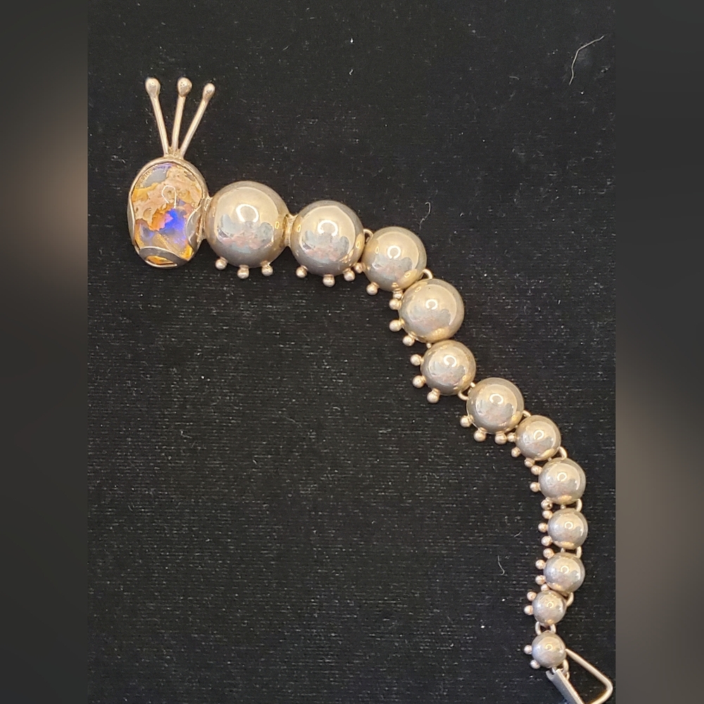 Reveriano Castillo Taxco Sterling Quartz Caterpillar Brooch Whimsical  6 inch - Picture 3 of 13